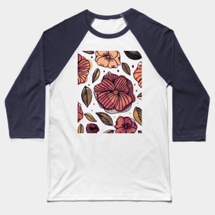 Watercolor and ink flowers - autumn Baseball T-Shirt